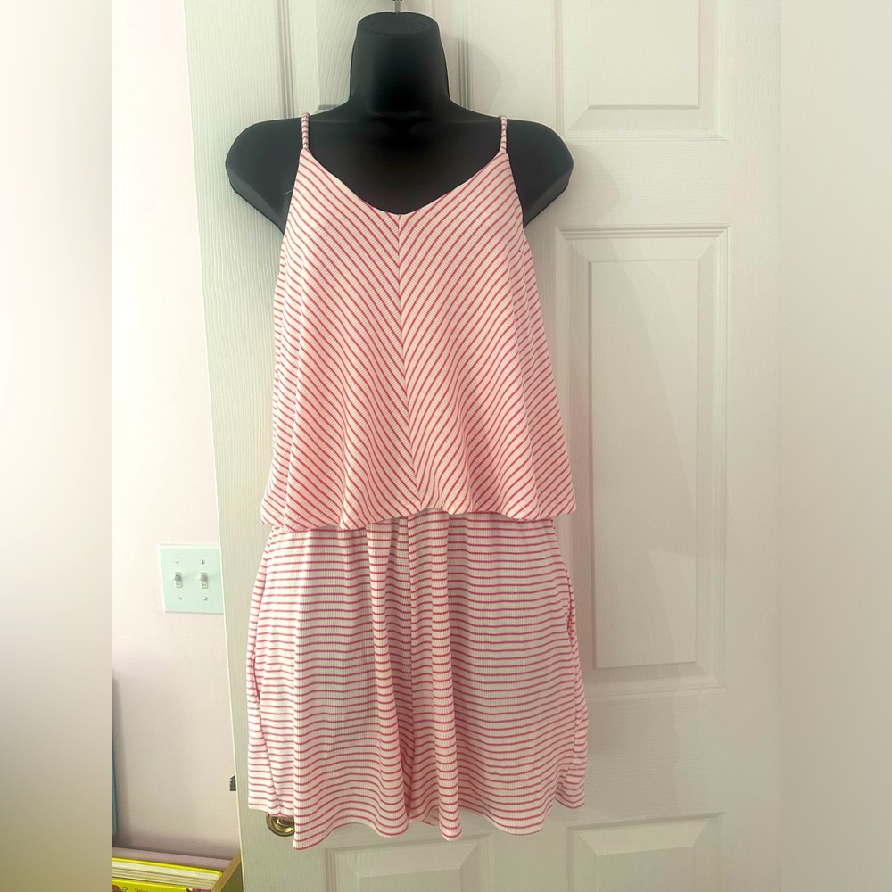 New with tags pretty pink and white striped romper by Culture Code size small